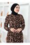 Leopard Patterned Hijab Dress - 700 Model