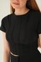 4167A Short Sleeve Grass Detail Blouse Black - 2