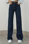 Navy Blue Lycra Super Extra High Waist Wide Leg Palazzo Casual Jean Trousers - 3