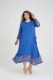Blue Lace Detailed V-Neck Long Sleeve Comfortable Women's Plus Size Dress - 6