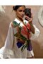 Linen Fabric Shirt Dress with Print Detail and Ruffled Sleeves - 3