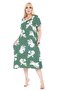 Women's Loose Fit Short Sleeve Green Leaf Pattern Large Size Dress - 3