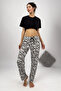بيجامة نسائية بحزام وشريط باللون الأزرق الداكن مقاس كبير