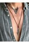 Nautical Style Brown Chain Necklace with Feather Design for Men - 7
