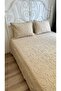 Embroidered Beige Bedspread Set with Embroidery Detail, Multi-Purpose Coverlet, Double Pique Set - 3