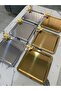 3 Gold, 3 Silver Stainless Steel Coffee, Tea, Presentation Tray with Luxury Square Butterfly Accessories in 2 Different Colors - 2