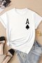Unisex White Crew Neck Spade Ace Printed Oversized T-Shirt