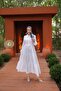 Women's Trend Stylish Terikoton Hijab White Long Dress - 3