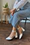 Women's Ruth Short Thick Heeled Daily Comfortable White Matte Leather Shoes - 2