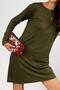 Women's Long Sleeve Crew Neck Combed Cotton Tunic Undershirt Khaki - 8