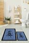 Printed Washable Non-Slip Framed Bath Mat with Writing, Double Bathroom Rug, Toilet Seat Set - 4