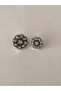 Metallized Crystal Stone Patterned Blazer Jacket and Dress Button Set - 3