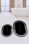 Digital Printed Washable Bathroom Written Oval Bath Mat Toilet Set, OKLZT-1-BLACK, - 3