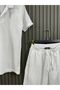 Unisex Top and Bottom Wrinkled Fabric Shorts Set - 3