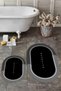Digital Printed Washable Bathroom Written Oval Bath Mat Toilet Set, OKLZT-1-BLACK, - 4