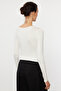 Ecru Boat Neck Slim/Body Fitting Regular Length Knitted Blouse Twoaw25Bz00011 - 6