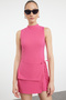 Fuchsia Binding Detailed Mini Woven Shorts Skirt Jumpsuit Twoss24Tu00038 - 2