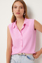 Women's Pink Sleeveless Viscose Shirt To00129