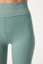 Women's Green High Waist Ribbed Knitted Leggings ZV00208 - 4