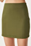Women's Dark Khaki Mini Woven Skirt Fn03240 - 5
