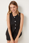 Women's Black Mini Woven Skirt Fn03240 - 2