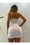 White Strappy Lace Padded Chest Low-Cut Mini Dress - 3
