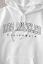 Unisex White Los Angeles Printed Hooded Oversize Sweatshirt Hoodie - 3