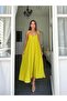 Aerobin Fabric Long Neon Yellow Dress with Adjustable Straps