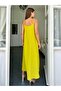 Aerobin Fabric Long Neon Yellow Dress with Adjustable Straps - 6