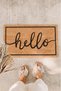 Hello striped koko door front mat in the middle