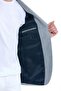 Navy Blue Comfort Fit Striped Mono Collar Classic Jacket - 5