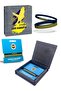 Original Licensed Set of 2 Navy Blue Silicone Bracelets with Canary Printed, in a Gift Wooden Box