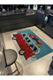 Turquoise Themed Mini Van Car Patterned Creative Modern Decorative Carpet 5342 - 2