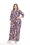 Plus Size Double-breasted Collar and Floral Wrap Jumpsuit - 5