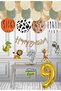 Jungle Club Set - Safari Themed Safari Printed Birthday Set Banner Safari Printed Balloon 9 Years Old