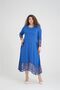 Blue Lace Detailed V-Neck Long Sleeve Comfortable Women's Plus Size Dress - 2