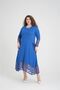 Blue Lace Detailed V-Neck Long Sleeve Comfortable Women's Plus Size Dress - 5