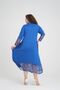 Blue Lace Detailed V-Neck Long Sleeve Comfortable Women's Plus Size Dress - 7