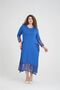 Blue Lace Detailed V-Neck Long Sleeve Comfortable Women's Plus Size Dress - 3