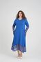 Blue Lace Detailed V-Neck Long Sleeve Comfortable Women's Plus Size Dress