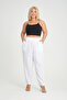 White Muslin Elastic Waist Pants A019-1