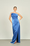 Cobalt Blue Stone Chain Fish Form Satin Women's Evening Dress 4547 - 2