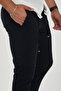 Men's Jogger Slimfit Waist Half Elastic Double Leg Navy Blue Fabric Trousers - 6
