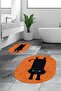 Digital Washable Non-Slip Cute Cat Double-Sided Bathroom Rug Mat Oval Toilet Set - 2