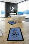 Printed Washable Non-Slip Framed Bath Mat with Writing, Double Bathroom Rug, Toilet Seat Set - 2