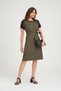 Women's Striped Belted Shoulder Button Detail Dress - 3