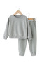 2-Piece Plain Unisex Kids Double Pocket Black-Grey Tracksuit Set - 4