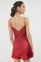 Bordo Sırt Dantelli İp Askılı Saten Dokuma Gecelik THMSS24GC00016 - 6