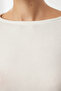 Ecru Boat Neck Slim/Body Fitting Regular Length Knitted Blouse Twoaw25Bz00011 - 5