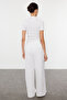 Beyaz Cırt Cırt Kapamalı Yüksek Bel Pileli Wide Leg Pantolon TWOAW24PL00177 - 5
